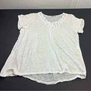 Laura Gotti 100% Linen Women’s Size 2X White‎ Short Sleeve Shirt *FLAW